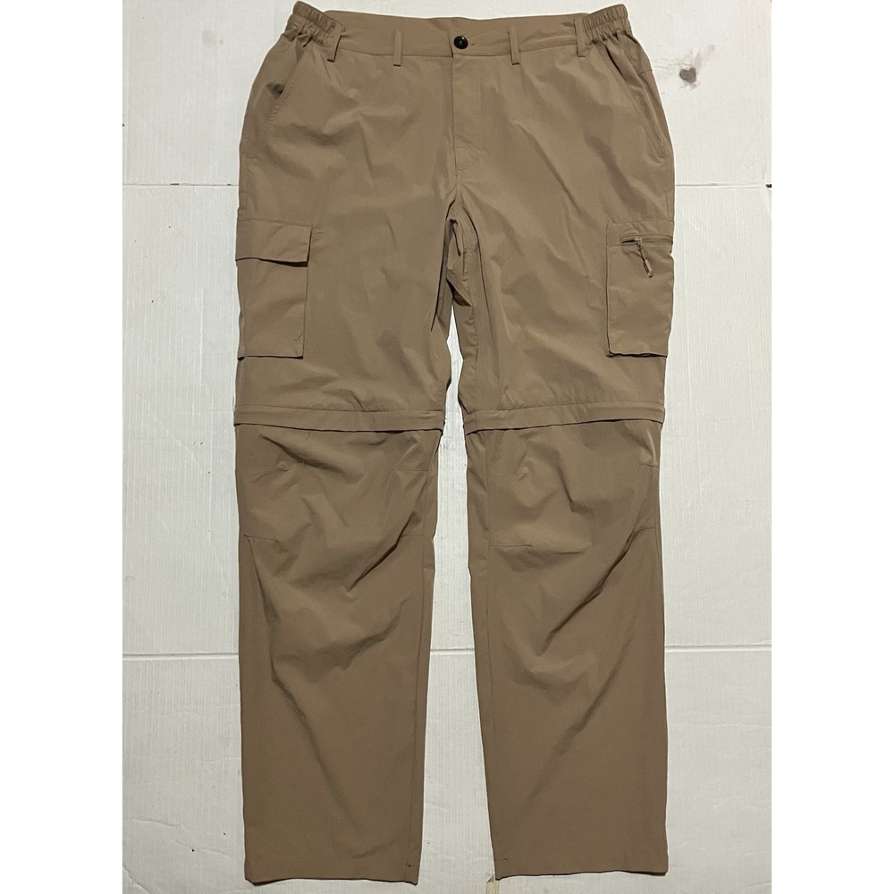 Gash Hao Mens Nylon Convertible Hiking Pants Zip Off 38 X 33 Outdoor Cargo Khaki